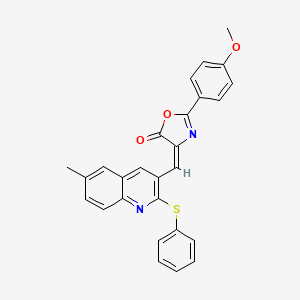 molecular formula C27H20N2O3S B7700221 (4E)-2-(4-Methoxyphenyl)-4-{[6-methyl-2-(phenylsulfanyl)quinolin-3-YL]methylidene}-4,5-dihydro-1,3-oxazol-5-one 