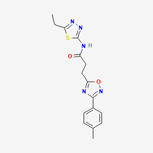 molecular formula C16H17N5O2S B7700260 N-(5-ethyl-1,3,4-thiadiazol-2-yl)-3-(3-(p-tolyl)-1,2,4-oxadiazol-5-yl)propanamide 