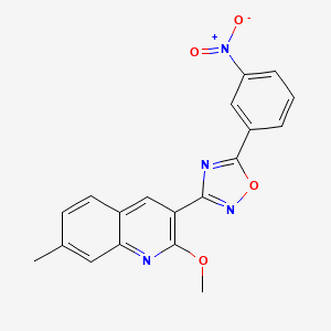 molecular formula C19H14N4O4 B7700263 3-(2-methoxy-7-methylquinolin-3-yl)-5-(3-nitrophenyl)-1,2,4-oxadiazole 