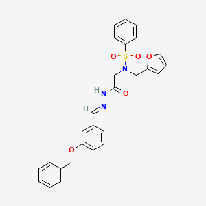 (E)-N-(2-(2-(3-(benzyloxy)benzylidene)hydrazinyl)-2-oxoethyl)-N-(furan-2-ylmethyl)benzenesulfonamide