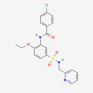 4-chloro-N-(2-ethoxy-5-(N-(pyridin-2-ylmethyl)sulfamoyl)phenyl)benzamide