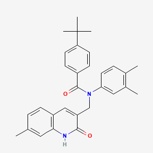 molecular formula C30H32N2O2 B7700315 4-(tert-butyl)-N-(3,4-dimethylphenyl)-N-((2-hydroxy-7-methylquinolin-3-yl)methyl)benzamide 