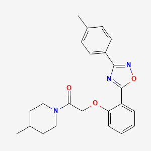 molecular formula C23H25N3O3 B7700377 1-(4-methylpiperidin-1-yl)-2-(2-(3-(p-tolyl)-1,2,4-oxadiazol-5-yl)phenoxy)ethanone 