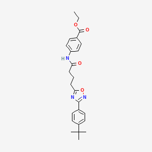 ethyl 4-(4-(3-(4-(tert-butyl)phenyl)-1,2,4-oxadiazol-5-yl)butanamido)benzoate