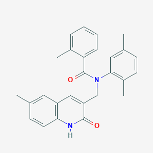 molecular formula C27H26N2O2 B7700417 N-(2,5-dimethylphenyl)-N-((2-hydroxy-6-methylquinolin-3-yl)methyl)-2-methylbenzamide 