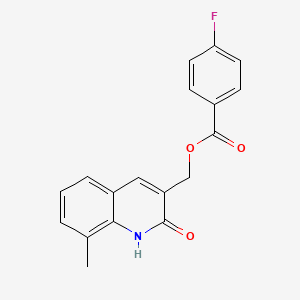 molecular formula C18H14FNO3 B7700465 (2-hydroxy-8-methylquinolin-3-yl)methyl 4-fluorobenzoate 