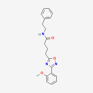 molecular formula C21H23N3O3 B7700548 4-(3-(2-methoxyphenyl)-1,2,4-oxadiazol-5-yl)-N-phenethylbutanamide 