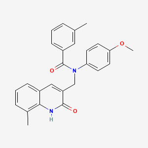 molecular formula C26H24N2O3 B7700599 N-((2-hydroxy-8-methylquinolin-3-yl)methyl)-N-(4-methoxyphenyl)-3-methylbenzamide 