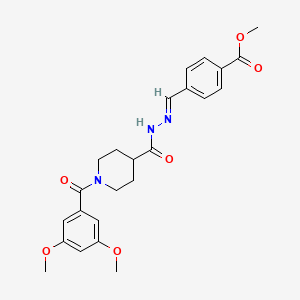 (E)-methyl 4-((2-(1-(3,5-dimethoxybenzoyl)piperidine-4-carbonyl)hydrazono)methyl)benzoate