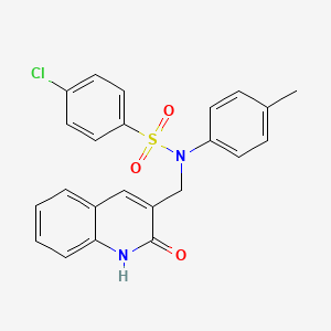 molecular formula C23H19ClN2O3S B7700649 4-chloro-N-((2-hydroxyquinolin-3-yl)methyl)-N-(p-tolyl)benzenesulfonamide 