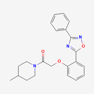 molecular formula C22H23N3O3 B7700659 1-(4-methylpiperidin-1-yl)-2-(2-(3-phenyl-1,2,4-oxadiazol-5-yl)phenoxy)ethanone 