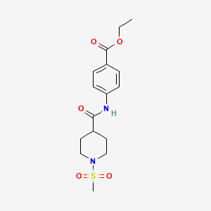 molecular formula C16H22N2O5S B7700673 ethyl 4-(1-(methylsulfonyl)piperidine-4-carboxamido)benzoate 