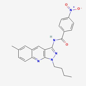 molecular formula C22H21N5O3 B7700688 N-(1-butyl-6-methyl-1H-pyrazolo[3,4-b]quinolin-3-yl)-4-nitrobenzamide 