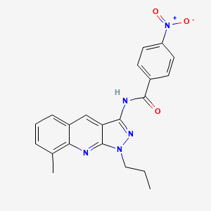 molecular formula C21H19N5O3 B7700708 N-(8-methyl-1-propyl-1H-pyrazolo[3,4-b]quinolin-3-yl)-4-nitrobenzamide 