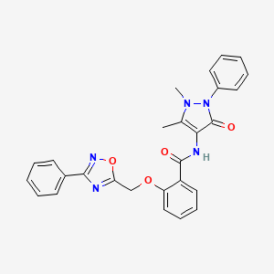 N-(1,5-dimethyl-3-oxo-2-phenyl-2,3-dihydro-1H-pyrazol-4-yl)-2-((3-phenyl-1,2,4-oxadiazol-5-yl)methoxy)benzamide