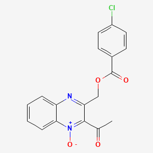 molecular formula C18H13ClN2O4 B7700795 2-acetyl-3-(((4-chlorobenzoyl)oxy)methyl)quinoxaline 1-oxide CAS No. 848932-01-4