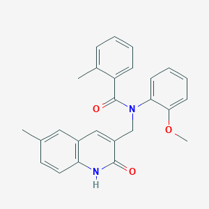 molecular formula C26H24N2O3 B7700802 N-((2-hydroxy-6-methylquinolin-3-yl)methyl)-N-(2-methoxyphenyl)-2-methylbenzamide 