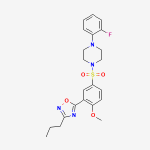 molecular formula C22H25FN4O4S B7700829 5-(5-((4-(2-fluorophenyl)piperazin-1-yl)sulfonyl)-2-methoxyphenyl)-3-propyl-1,2,4-oxadiazole 