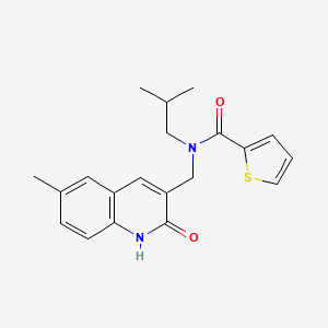 molecular formula C20H22N2O2S B7700854 N-((2-hydroxy-6-methylquinolin-3-yl)methyl)-N-isobutylthiophene-2-carboxamide 