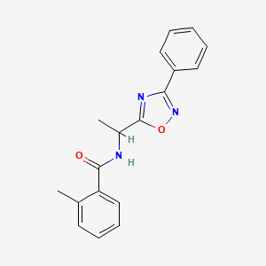 molecular formula C18H17N3O2 B7700870 2-methyl-N-(1-(3-phenyl-1,2,4-oxadiazol-5-yl)ethyl)benzamide 