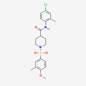 molecular formula C21H25ClN2O4S B7700877 N-cyclohexyl-1-(4-methoxy-3-methylbenzenesulfonyl)piperidine-4-carboxamide 