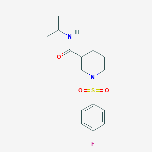 molecular formula C15H21FN2O3S B7700893 1-((4-fluorophenyl)sulfonyl)-N-isopropylpiperidine-3-carboxamide 