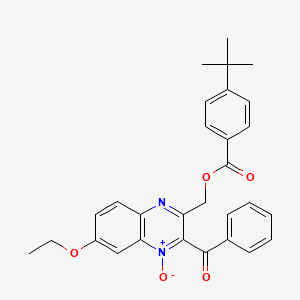 molecular formula C29H28N2O5 B7700896 2-benzoyl-3-(((4-(tert-butyl)benzoyl)oxy)methyl)-7-ethoxyquinoxaline 1-oxide 