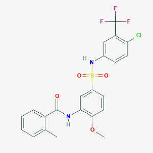 N-(5-(N-(4-chloro-3-(trifluoromethyl)phenyl)sulfamoyl)-2-methoxyphenyl)-2-methylbenzamide