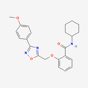 molecular formula C23H25N3O4 B7700972 N-cyclohexyl-2-((3-(4-methoxyphenyl)-1,2,4-oxadiazol-5-yl)methoxy)benzamide 