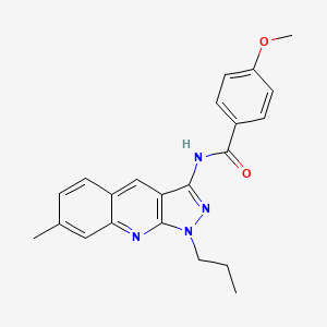 molecular formula C22H22N4O2 B7701065 4-methoxy-N-(7-methyl-1-propyl-1H-pyrazolo[3,4-b]quinolin-3-yl)benzamide 