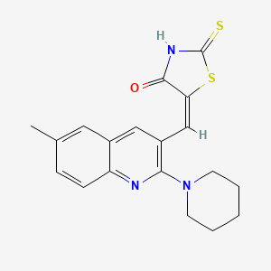 molecular formula C19H19N3OS2 B7701073 (E)-5-((6-methyl-2-(piperidin-1-yl)quinolin-3-yl)methylene)-2-thioxothiazolidin-4-one 