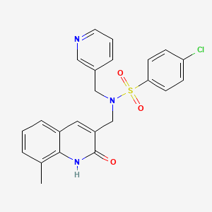 4-chloro-N-((2-hydroxy-8-methylquinolin-3-yl)methyl)-N-(pyridin-3-ylmethyl)benzenesulfonamide