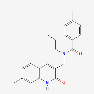 molecular formula C22H24N2O2 B7701161 N-((2-hydroxy-7-methylquinolin-3-yl)methyl)-4-methyl-N-propylbenzamide 