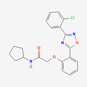 molecular formula C21H20ClN3O3 B7701287 2-(2-(3-(2-chlorophenyl)-1,2,4-oxadiazol-5-yl)phenoxy)-N-cyclopentylacetamide 