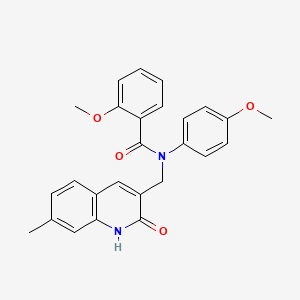 molecular formula C26H24N2O4 B7701294 N-((2-hydroxy-7-methylquinolin-3-yl)methyl)-2-methoxy-N-(4-methoxyphenyl)benzamide 