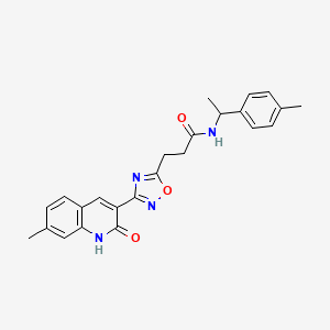 3-(3-(2-hydroxy-7-methylquinolin-3-yl)-1,2,4-oxadiazol-5-yl)-N-(1-(p-tolyl)ethyl)propanamide