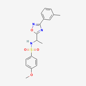 4-methoxy-N-(1-(3-(m-tolyl)-1,2,4-oxadiazol-5-yl)ethyl)benzenesulfonamide