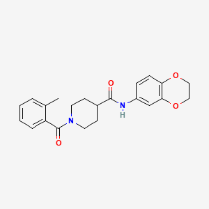 N-(2,3-dihydrobenzo[b][1,4]dioxin-6-yl)-1-(2-methylbenzoyl)piperidine-4-carboxamide