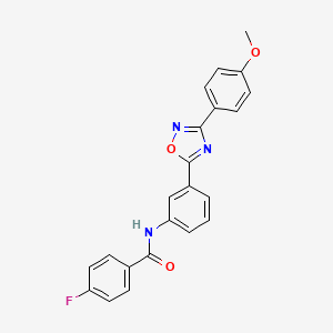 molecular formula C22H16FN3O3 B7701420 4-fluoro-N-{3-[3-(4-methoxyphenyl)-1,2,4-oxadiazol-5-yl]phenyl}benzamide 