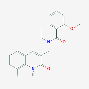 molecular formula C21H22N2O3 B7701465 N-ethyl-N-((2-hydroxy-8-methylquinolin-3-yl)methyl)-2-methoxybenzamide 