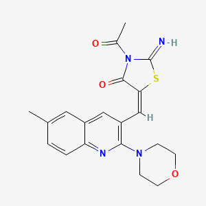 molecular formula C20H20N4O3S B7701472 (E)-3-acetyl-2-imino-5-((6-methyl-2-morpholinoquinolin-3-yl)methylene)thiazolidin-4-one 