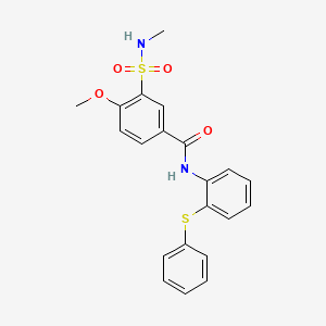 molecular formula C21H20N2O4S2 B7701523 4-methoxy-3-(N-methylsulfamoyl)-N-(2-(phenylthio)phenyl)benzamide 