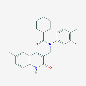 N-(3,4-dimethylphenyl)-N-((2-hydroxy-6-methylquinolin-3-yl)methyl)cyclohexanecarboxamide