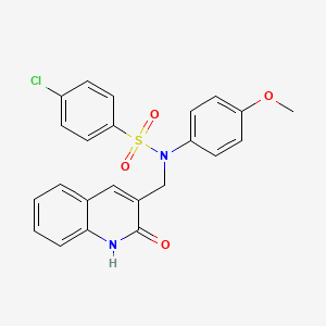 molecular formula C23H19ClN2O4S B7701549 4-chloro-N-((2-hydroxyquinolin-3-yl)methyl)-N-(4-methoxyphenyl)benzenesulfonamide 