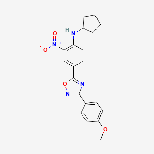 molecular formula C20H20N4O4 B7701565 N-cyclopentyl-4-(3-(4-methoxyphenyl)-1,2,4-oxadiazol-5-yl)-2-nitroaniline 