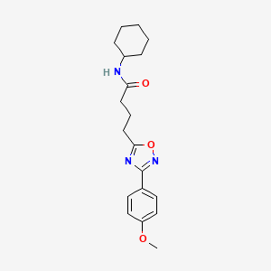 molecular formula C19H25N3O3 B7701569 N-cyclohexyl-4-(3-(4-methoxyphenyl)-1,2,4-oxadiazol-5-yl)butanamide 