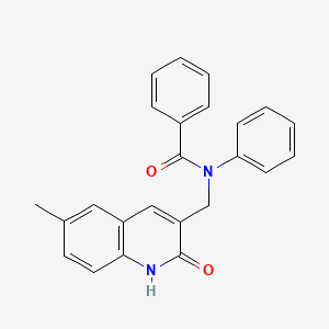 molecular formula C24H20N2O2 B7701589 N-((2-hydroxy-6-methylquinolin-3-yl)methyl)-N-phenylbenzamide 