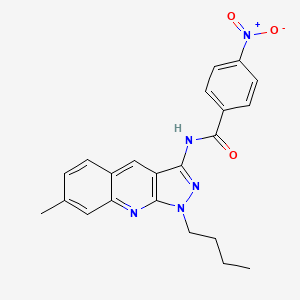 molecular formula C22H21N5O3 B7701590 N-(1-butyl-7-methyl-1H-pyrazolo[3,4-b]quinolin-3-yl)-4-nitrobenzamide 