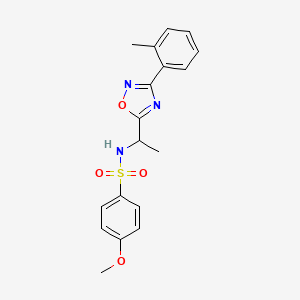 4-methoxy-N-(1-(3-(o-tolyl)-1,2,4-oxadiazol-5-yl)ethyl)benzenesulfonamide