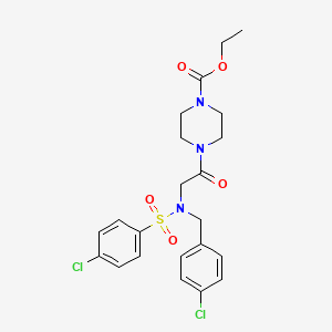 molecular formula C22H25Cl2N3O5S B7701635 ethyl 4-(2-(4-chloro-N-(4-chlorobenzyl)phenylsulfonamido)acetyl)piperazine-1-carboxylate 